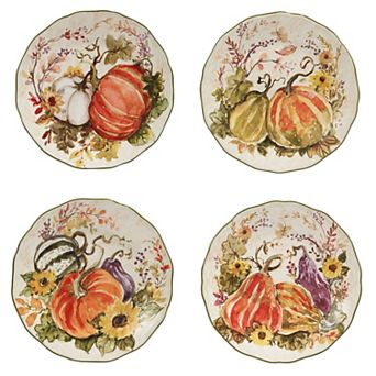 Certified International Harvest Morning 4 pc Dessert Plate Set
