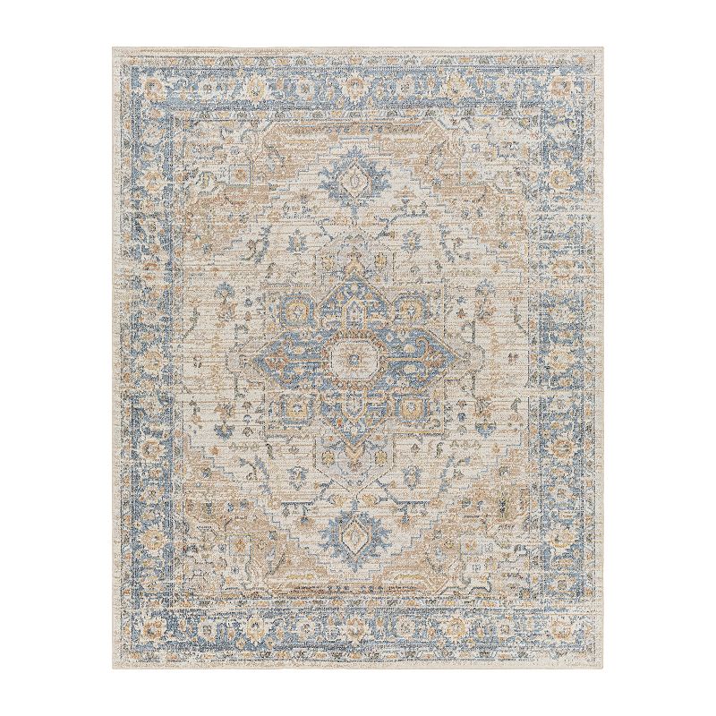 Lillian Light Blue/Beige 2 6  x 8  Machine Washable Area Rug