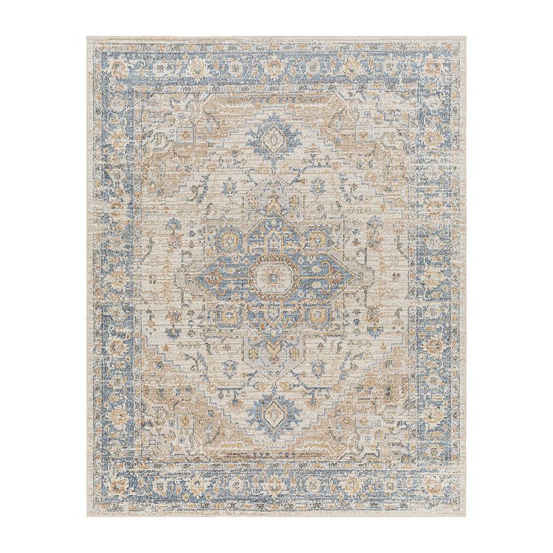 Lillian SkyBlue/Beige 2  x 3  Machine Washable Area Rug