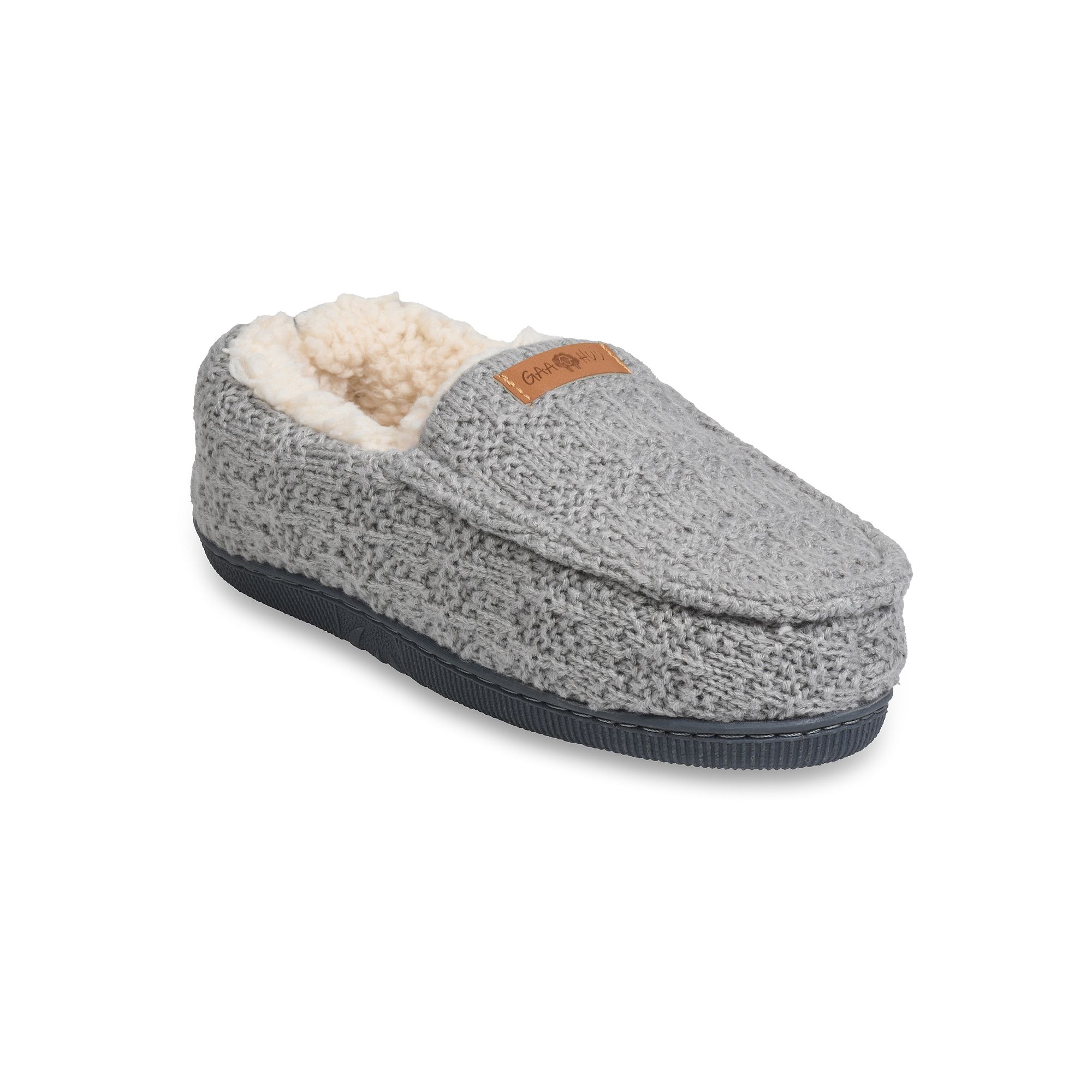 GaaHuu Textured Knit Moccasin Womens Slippers, Size: Small, Gray