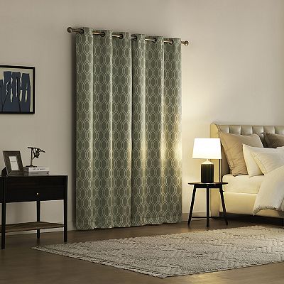 Sun Zero Stinson Distressed Ogee 100% Blackout Grommet Curtain