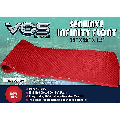 Vos 72 Inch Soft Wavy Foam UV Chlorine Resistant Water Pool Float Lounger, Red