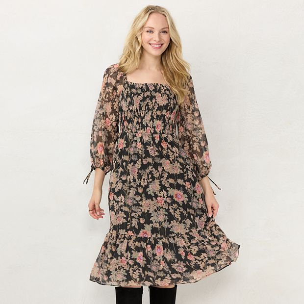 Women's LC Lauren Conrad Floral Smocked Bodice Midi Dress