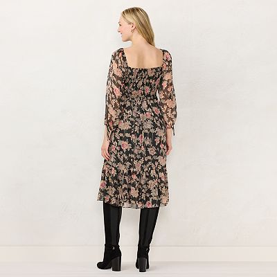 Women's LC Lauren Conrad Floral Smocked Bodice Midi Dress