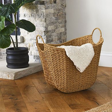 Household Essentials Tall Scoop Basket Natural Paper Rope