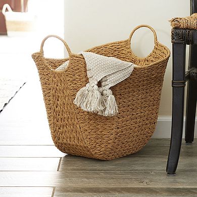 Household Essentials Tall Scoop Basket Natural Paper Rope