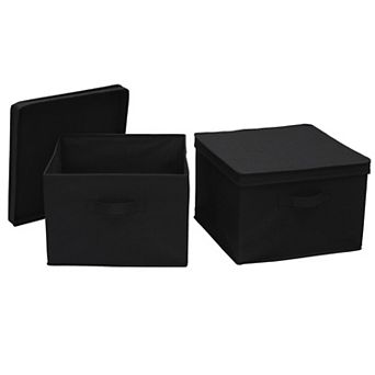 Household Essentials Square Storage Boxes with Lids 2 pc Set