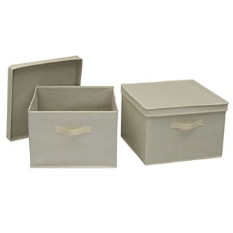 Household Essentials Square Storage Boxes with Lids 2 pc Set