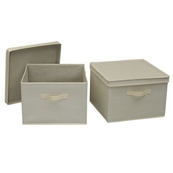 Household Essentials Square Storage Boxes with Lids 2 pc Set