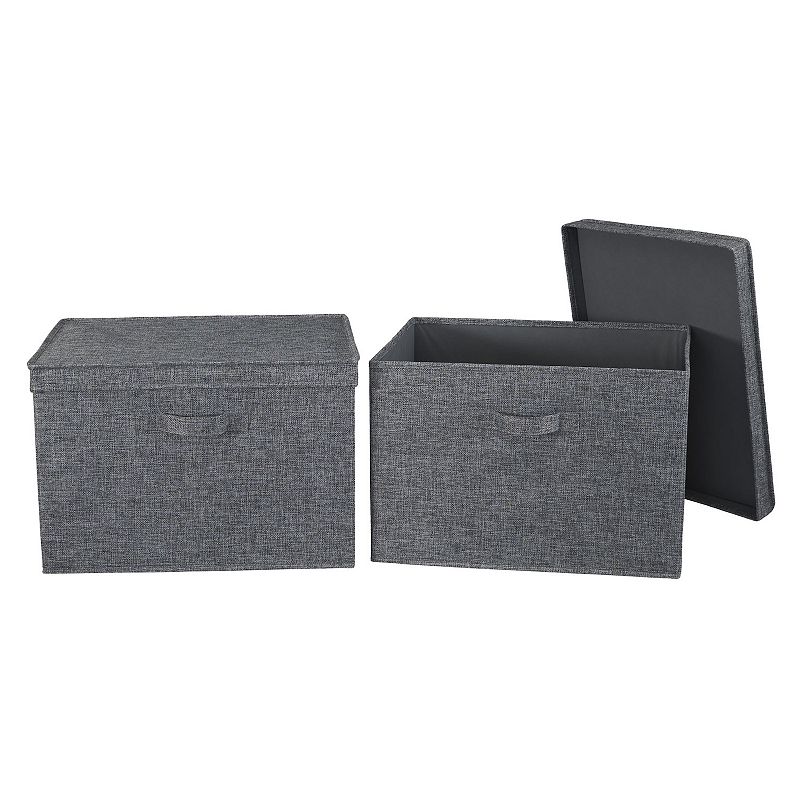 Household Essentials Wide Storage Boxes with Lids 2-piece Set, Grey