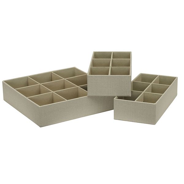 Household Essentials 3pc Drawer Organizer Set Cream Linen