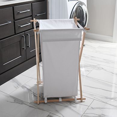 Household Essentials Wood X-Frame Laundry Hamper