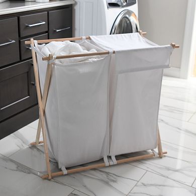 Household Essentials Wood X-Frame Laundry Sorter