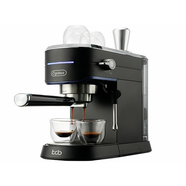 Cyetus Black Espresso Machine With Milk Steam Frother Wand