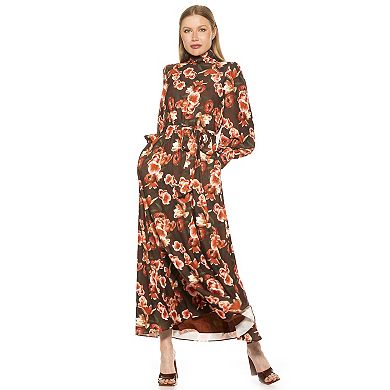 Women's ALEXIA ADMOR Isaliah Mockneck Blouson Sleeve Maxi Dress