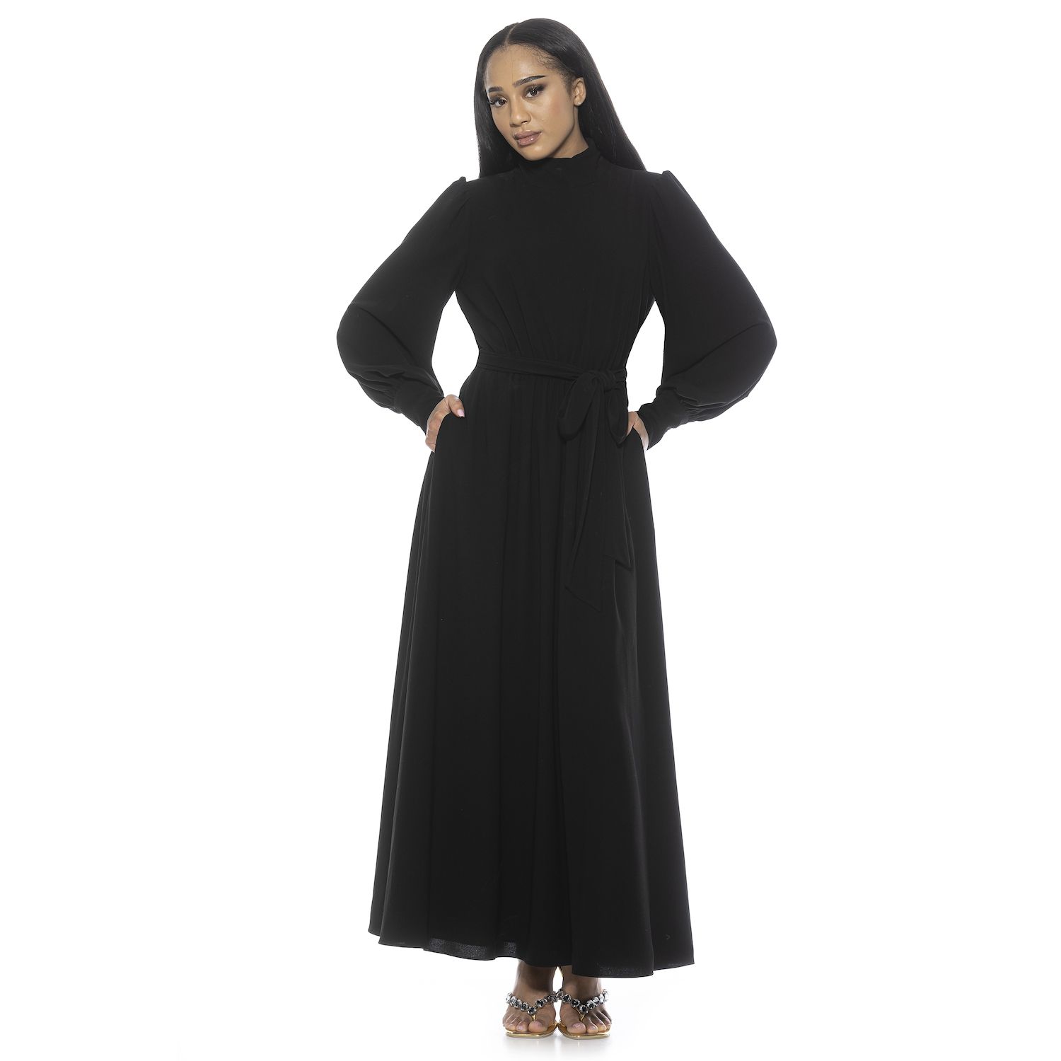Женские платья ALEXIA ADMOR Isaliah Mockneck Blouson Sleeve Maxi Dress
