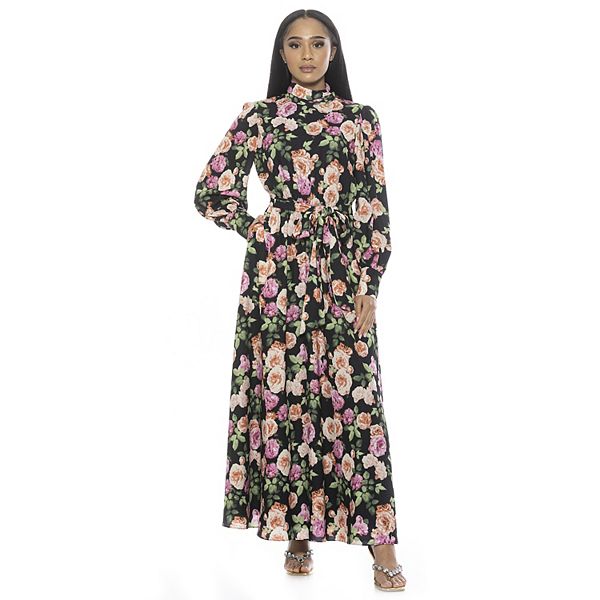 Women's ALEXIA ADMOR Isaliah Mockneck Blouson Sleeve Maxi Dress