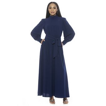Women's ALEXIA ADMOR Isaliah Mockneck Blouson Sleeve Maxi Dress