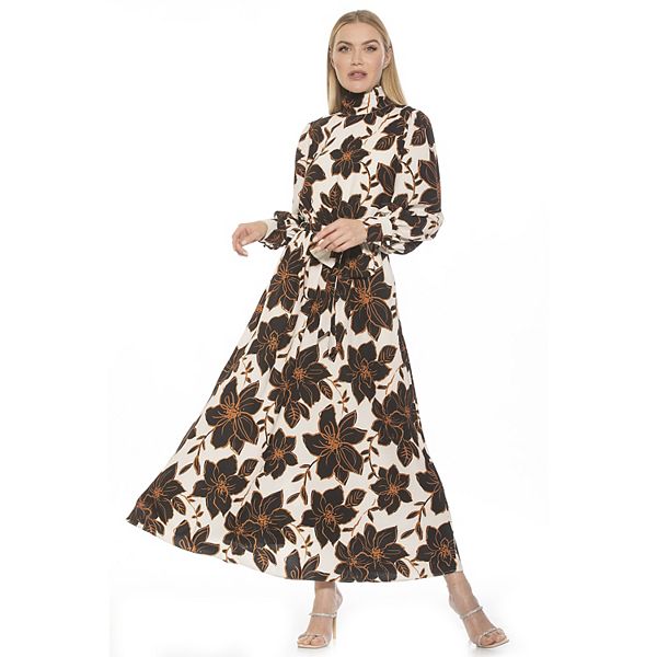 Women's ALEXIA ADMOR Isaliah Mockneck Blouson Sleeve Maxi Dress