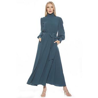 Women's ALEXIA ADMOR Isaliah Mockneck Blouson Sleeve Maxi Dress