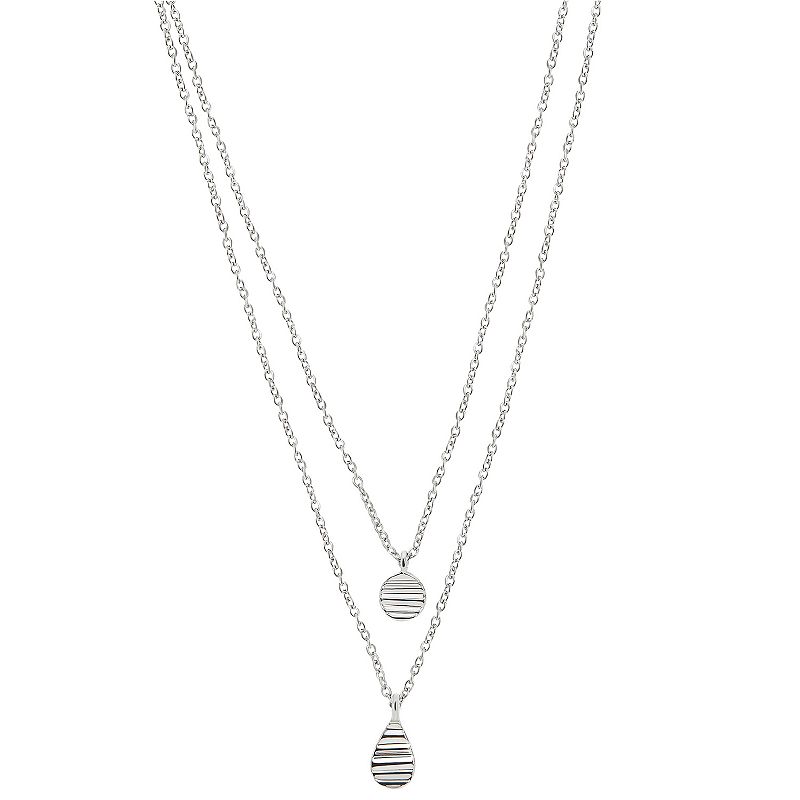 Sonoma Goods For Life 2 Row Rhod Textured Coin & Teardrop Pendants Necklace