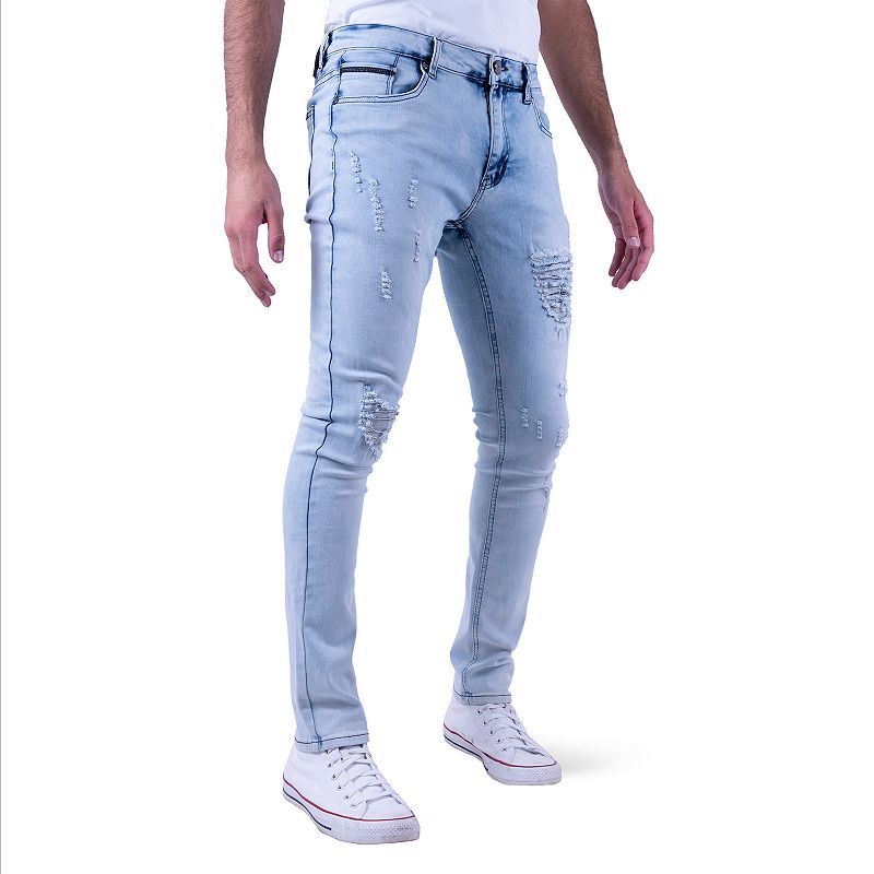 Mens Recess 5-pocket Distressed Slim-Fit Stretch Jean, Size: 30X30, Blue