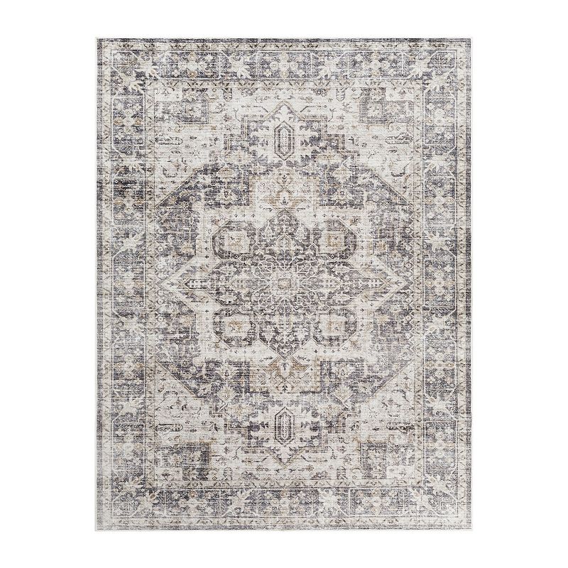 Decor 140 Lavey Transitional Washable Area Rug, Brown, 7.5X9.5 Ft