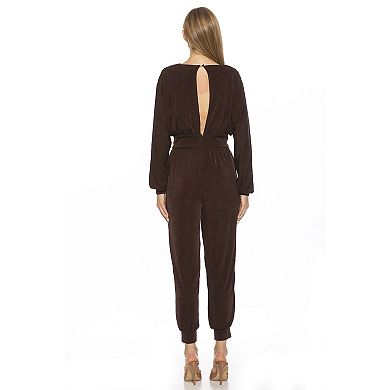 Women's ALEXIA ADMOR Joey Long Sleeves Knit Surplice Jumpsuit