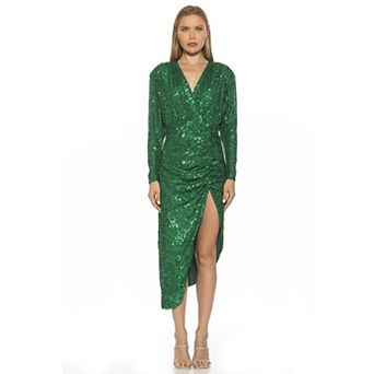 Women's ALEXIA ADMOR Silena Sequin Surplice Dolman Sleeve Ruched Dress