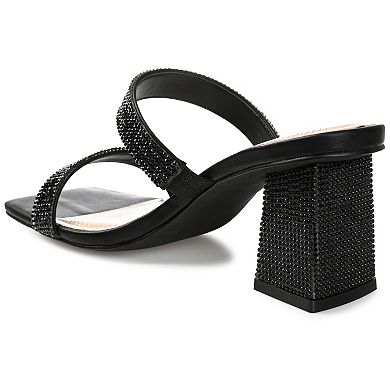Journee Shandee Women's Tru Comfort Foam™ Rhinestone Block Heel Sandals