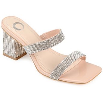 Journee Shandee Women's Rhinestone Block Heel Sandals