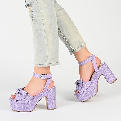 Journee Zenni Women's Tru Comfort Foam™ Bow Block Heel Sandals