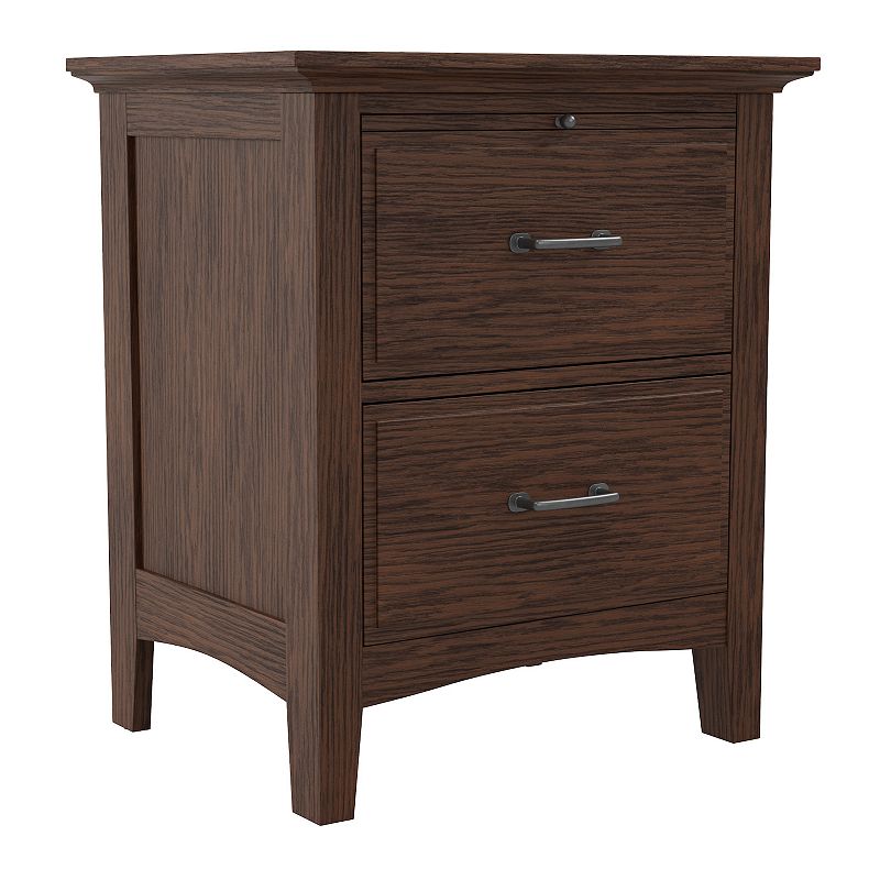 OSP Home Furnishings Modern Mission 2 Drawer Nightstand, Brown