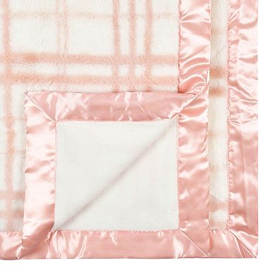 Just Born® Pink Plaid Plush Blanket