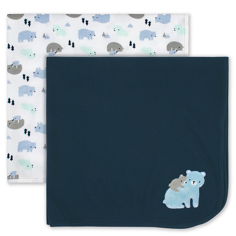 Just Born 2-Pack Bear Thermal Blankets, Blue