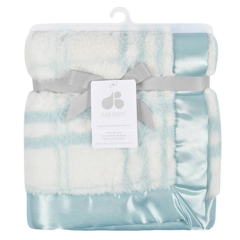 77028755 Just Born Blue Plaid Plush Blanket sku 77028755