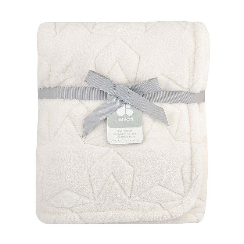 Just Born White Star Plush Blanket