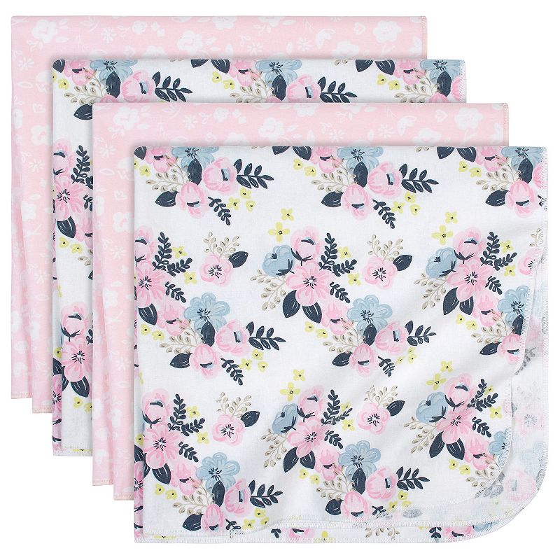 61357432 Just Born 4-Pack Floral Flannel Blankets, Pink sku 61357432