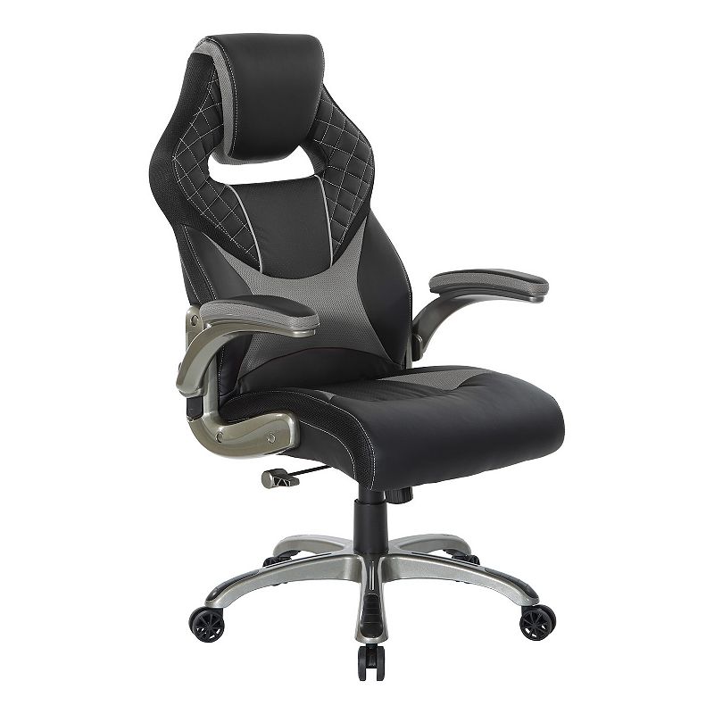 OSP Home Furnishings Oversite Gaming Chair, Grey