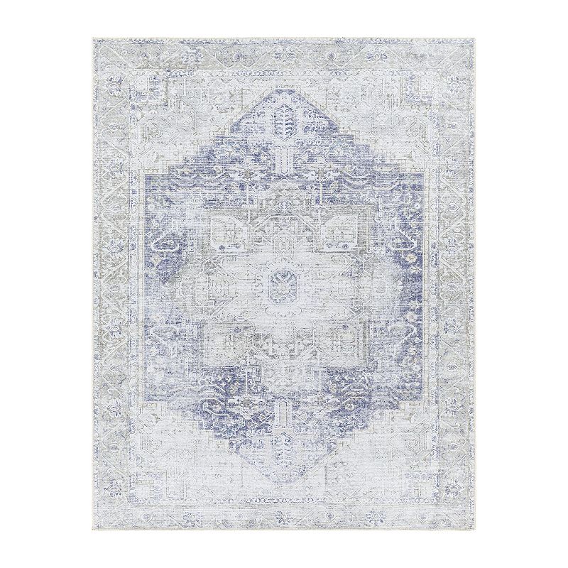 Decor 140 Abie Traditional Washable Area Rug, Blue, 2.5X16 Ft