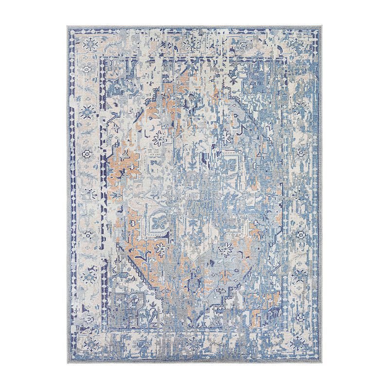 Decor 140 Raheem Contemporary Washable Area Rug, Blue, 7.5X9.5 Ft