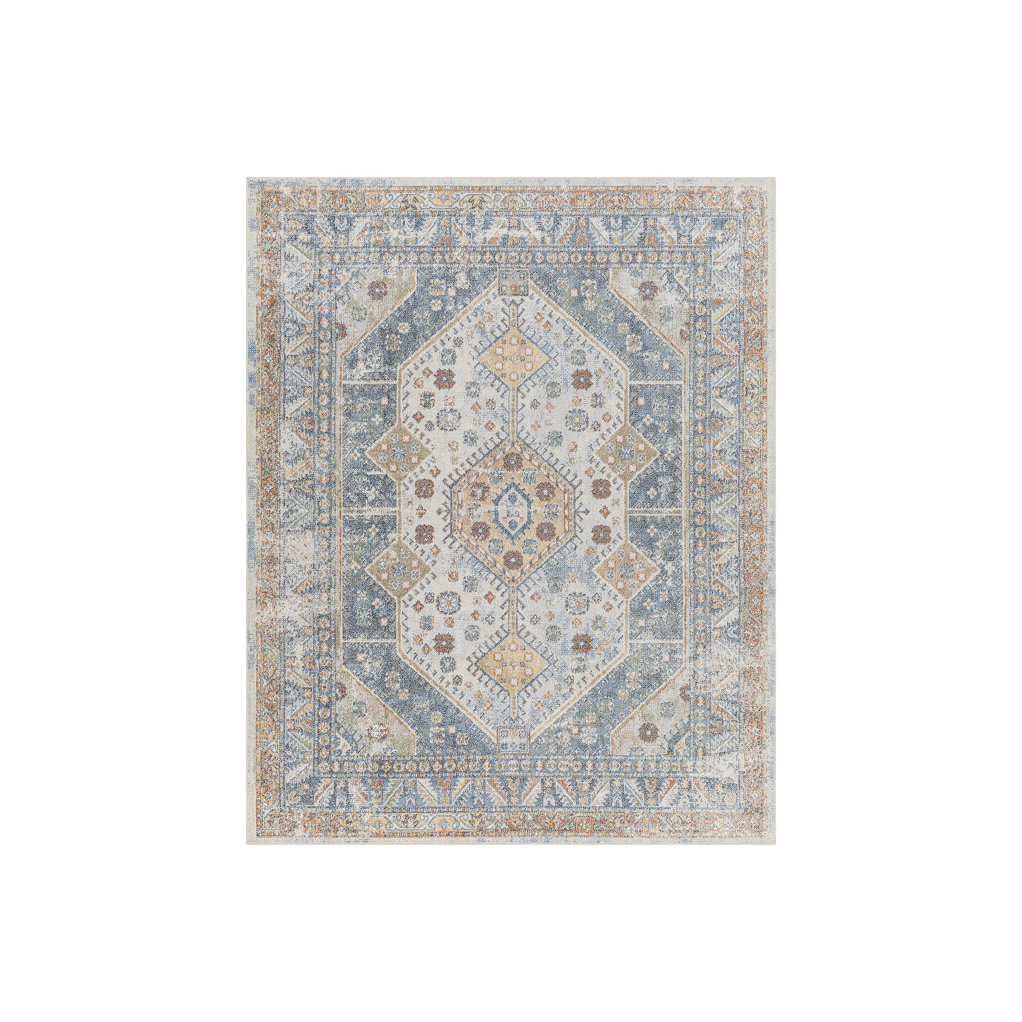 Decor 140 Lynette Transitional Washable Area Rug, Blue Team