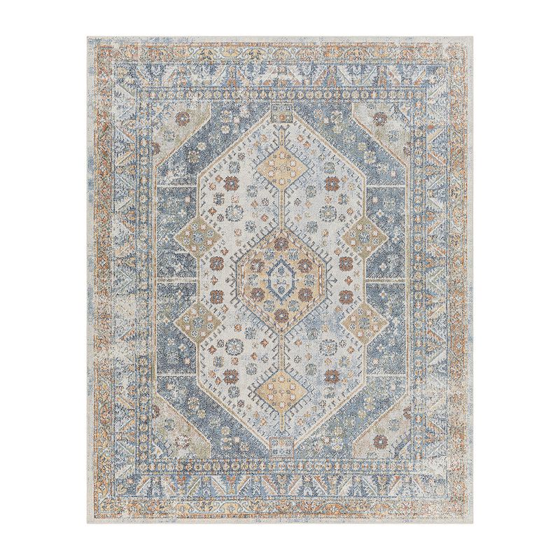 Lillian Skyblue/Beige 2  x 3  Machine Washable Area Rug