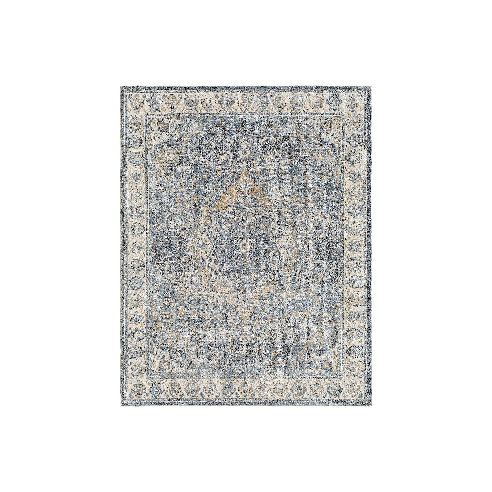 Decor 140 Lassie Traditional Washable Area Rug, Blue Saffron