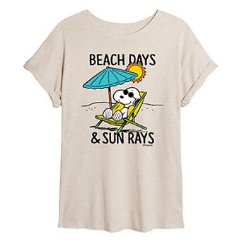 Juniors' Peanuts Beach Days Oversized Graphic Tee