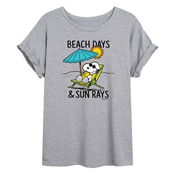 Juniors' Peanuts Beach Days Oversized Graphic Tee