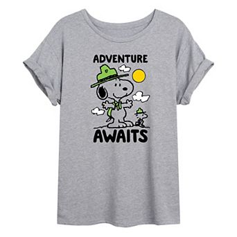 Juniors' Peanuts Adventure Oversized Graphic Tee
