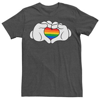 Disney's Mickey Mouse Rainbow Fill Heart-Shaped Hands Men's Tee