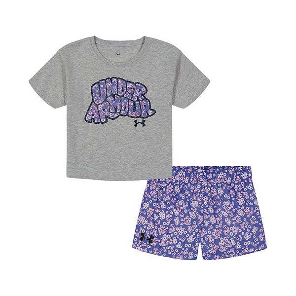 Baby & Toddler Girl Under Armour Daisy Day Logo Tee & Shorts Set