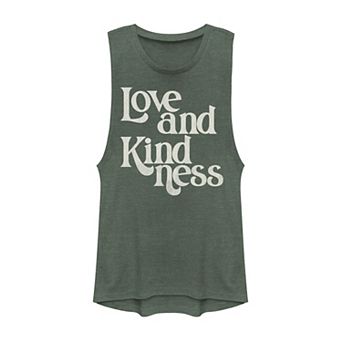 Juniors' "Love And Kindness" Cursive Graphic Tank Top